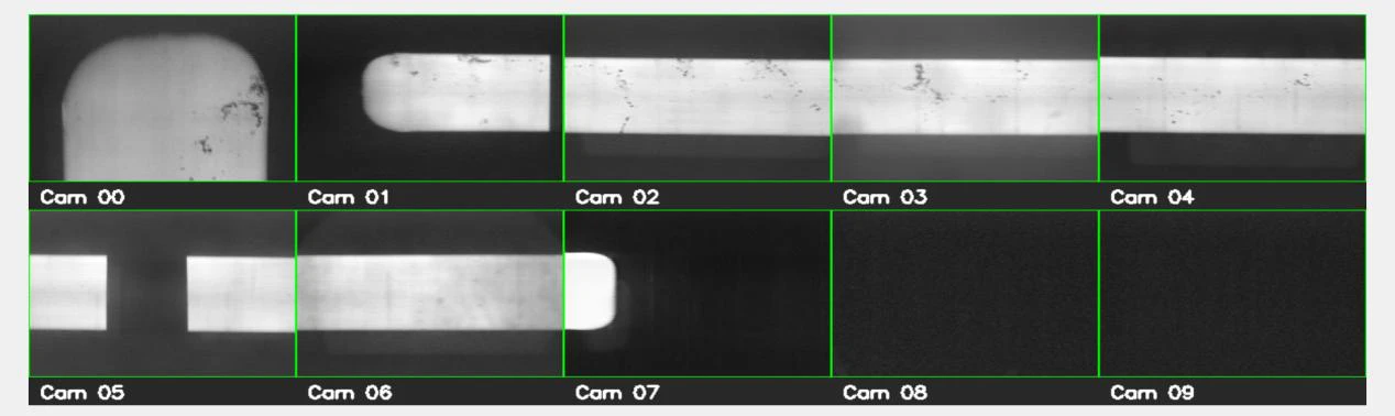 Ten camera views of a steel plate, Cam00 to Cam09